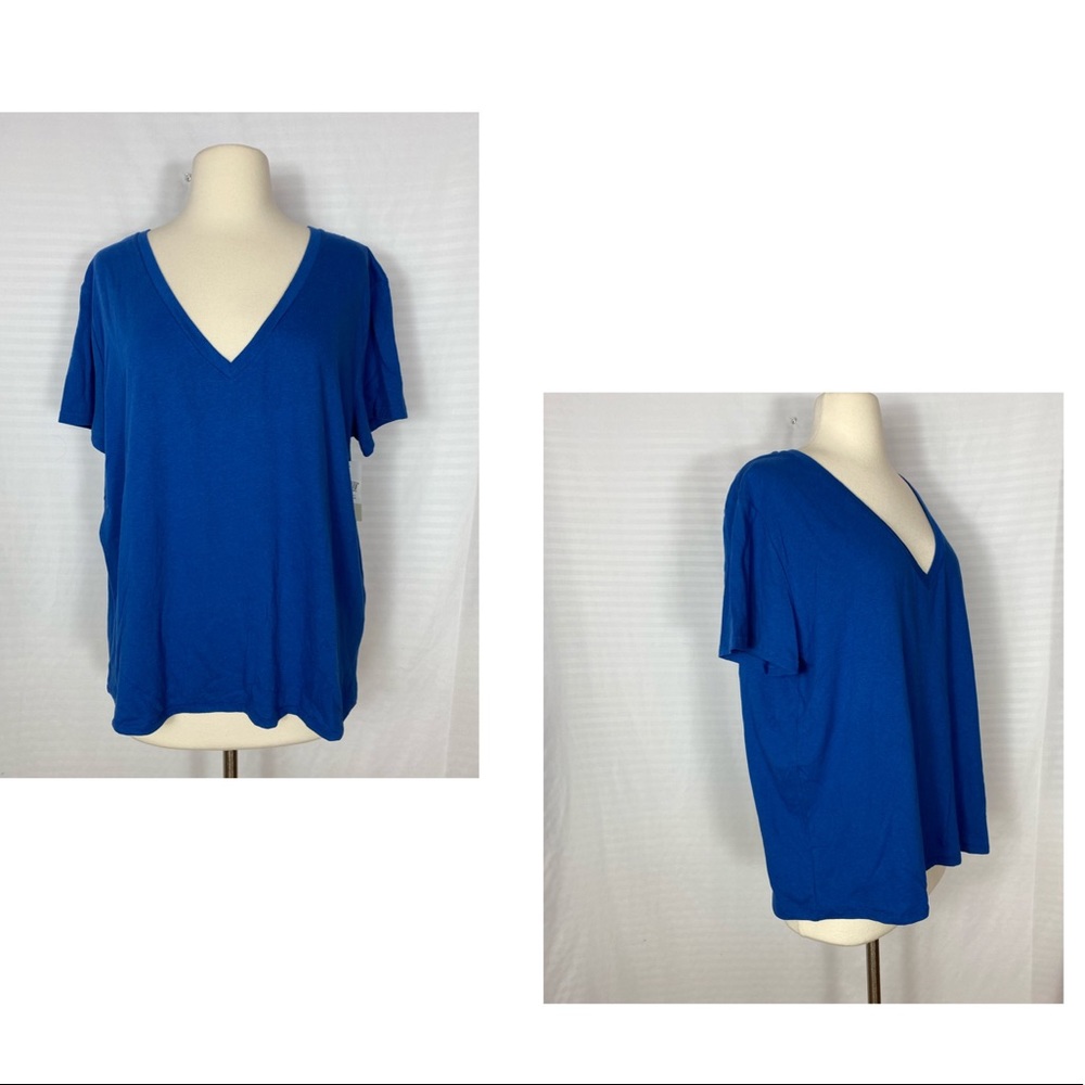 New BP Women's Tee T-Shirt XL Sleeve V-neck blue